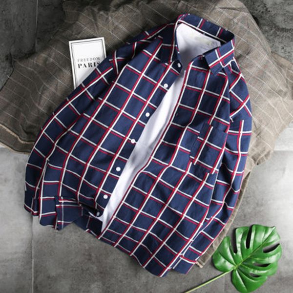 cotton vintage shirt men plaid long sleeve check shirts for men loose button up shirt casual streetwear koszula 50cs025, White;black
cotton vintage shirt men plaid long sleeve check shirts for men loose button up shirt casual streetwear koszula 50cs025, White;black
