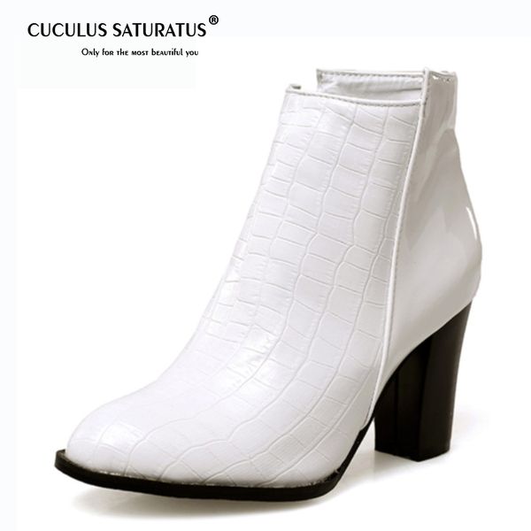 cuculus plus size 35-43 2018 autumn solid black white ankle boots pu thick high heels pointed toe womens boots 1532
cuculus plus size 35-43 2018 autumn solid black white ankle boots pu thick high heels pointed toe womens boots 1532