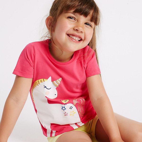 2020 new girls t-shirt summer children short sleeves cotton unicorn printed fashion casual kids clothes, Blue
2020 new girls t-shirt summer children short sleeves cotton unicorn printed fashion casual kids clothes, Blue