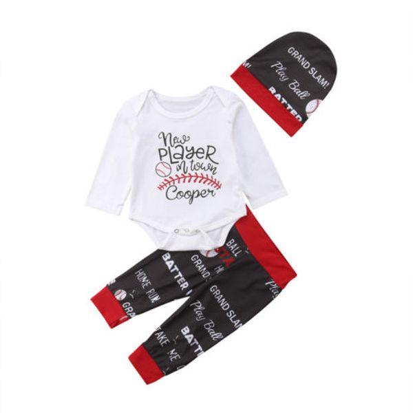 2018 brand new casual newborn kids baby boy girl autumn outfits baseball print long sleeves letter romper pants hats 3pcs 0-18m, White
2018 brand new casual newborn kids baby boy girl autumn outfits baseball print long sleeves letter romper pants hats 3pcs 0-18m, White