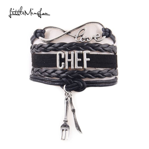 little ming lou infinity love chef bracelet knife and fork charm braid leather wrap bracelets & bangles for men women jewelry, Golden;silver
little ming lou infinity love chef bracelet knife and fork charm braid leather wrap bracelets & bangles for men women jewelry, Golden;silver