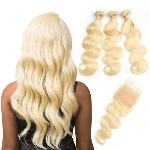 HCDIVA Hair Extensions Body Wave 613 Blonde Human Hair Bundles with Closure 3 Bundles With 4X4 Lace Closure For Hair Salon 10-30 inch Long
HCDIVA Hair Extensions Body Wave 613 Blonde Human Hair Bundles with Closure 3 Bundles With 4X4 Lace Closure For Hair Salon 10-30 inch Long