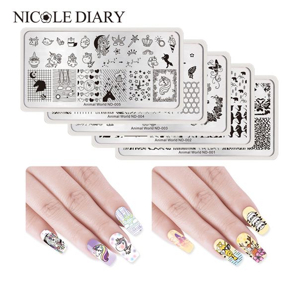 nicole diary 5 pcs stamping plates nail design animal cat owl tiger rectangle nail art image plates, White
nicole diary 5 pcs stamping plates nail design animal cat owl tiger rectangle nail art image plates, White