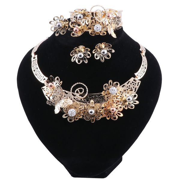 new indian fashion bridal jewelry set gold-color necklace & earrings flower shaped for women gift wedding accessories, Black
new indian fashion bridal jewelry set gold-color necklace & earrings flower shaped for women gift wedding accessories, Black