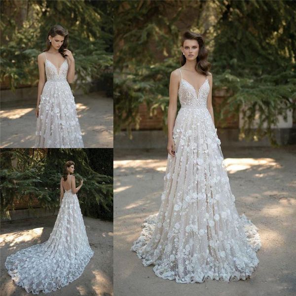 2019 berta bridal lace wedding dresses spaghetti sweetheart neckline backless applique bridal gowns cathedral train sleeveless wedding gown, White
2019 berta bridal lace wedding dresses spaghetti sweetheart neckline backless applique bridal gowns cathedral train sleeveless wedding gown, White