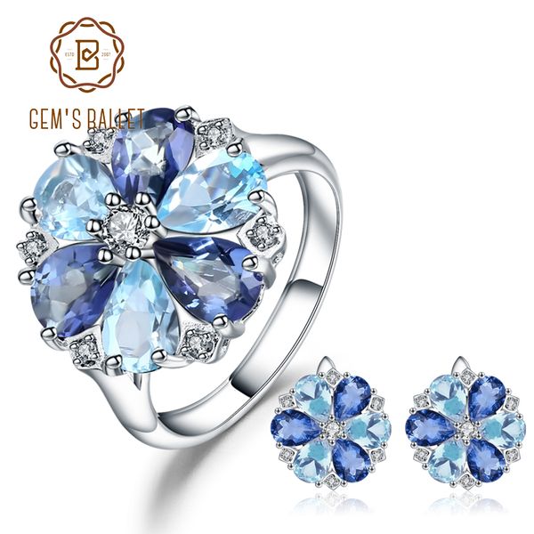 gem's ballet natural sky blue z mystic quartz flower jewelry set 925 sterling silver earrings ring set for women wedding, Black
gem's ballet natural sky blue z mystic quartz flower jewelry set 925 sterling silver earrings ring set for women wedding, Black