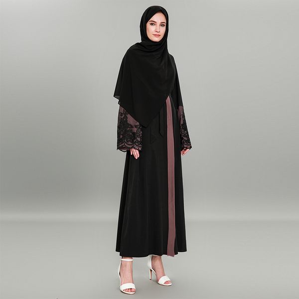 muslim women black lace open abaya plus size islamic women patchwork kimono cardigan s-2xl with belt, Red
muslim women black lace open abaya plus size islamic women patchwork kimono cardigan s-2xl with belt, Red