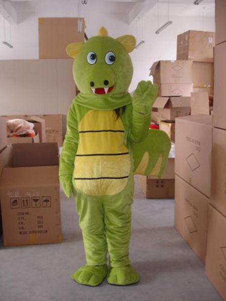 2018 green dragon size mascot costume suit fancy dress, Red;yellow 
2018 green dragon size mascot costume suit fancy dress, Red;yellow