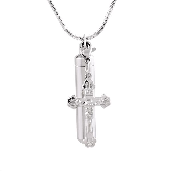 ijd9857 stainless steel polish cylinder with cross accessories cremation memorial pendant for ashes urn keepsake souvenir jewelry for men, Silver
ijd9857 stainless steel polish cylinder with cross accessories cremation memorial pendant for ashes urn keepsake souvenir jewelry for men, Silver