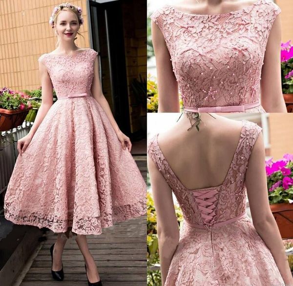 blush pink lace a-line prom dresses with pearls custom made tea length short prom party gowns bridesmaid dress plus size, Black
blush pink lace a-line prom dresses with pearls custom made tea length short prom party gowns bridesmaid dress plus size, Black