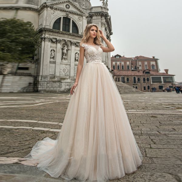 beautiful a-line champagne wedding dresses high waist, cap sleeve with scoop tulle bridal gowns illusion back with button new style 2212, White
beautiful a-line champagne wedding dresses high waist, cap sleeve with scoop tulle bridal gowns illusion back with button new style 2212, White