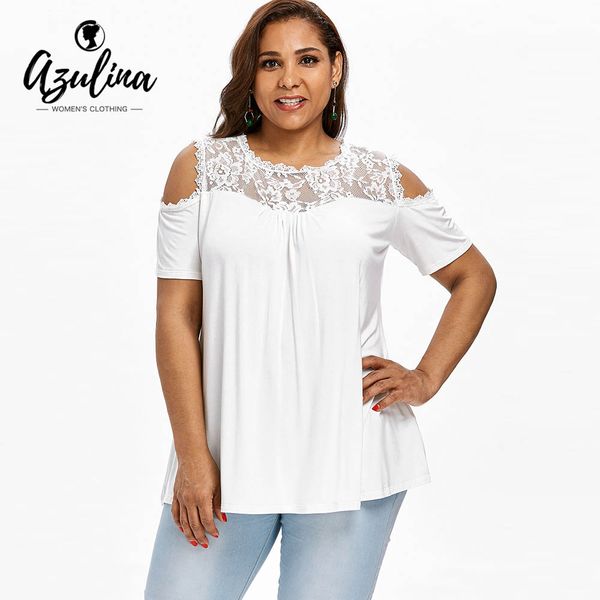 azulina plus size t-shirt summer short sleeve cold shoulder lace panel t-shirt solid women clothing 2018 new big size tees, White
azulina plus size t-shirt summer short sleeve cold shoulder lace panel t-shirt solid women clothing 2018 new big size tees, White