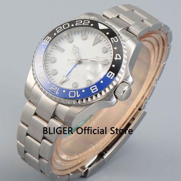 sapphire crystal 40mm bliger white sterile dial blue black ceramic bezel luminous gmt function automatic movement men's watch, Slivery;brown
sapphire crystal 40mm bliger white sterile dial blue black ceramic bezel luminous gmt function automatic movement men's watch, Slivery;brown