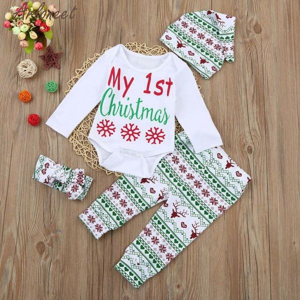 arloneet 2017 baby girl clothes my first christmas infant boy clothing romper+pants+headband+hat set l1207, White
arloneet 2017 baby girl clothes my first christmas infant boy clothing romper+pants+headband+hat set l1207, White
