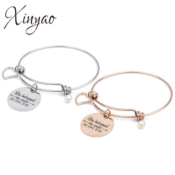 xinyao stainless steel round heart pearl charms bangle bracelet engraved she believed she could so did love bracelet femme, Black
xinyao stainless steel round heart pearl charms bangle bracelet engraved she believed she could so did love bracelet femme, Black