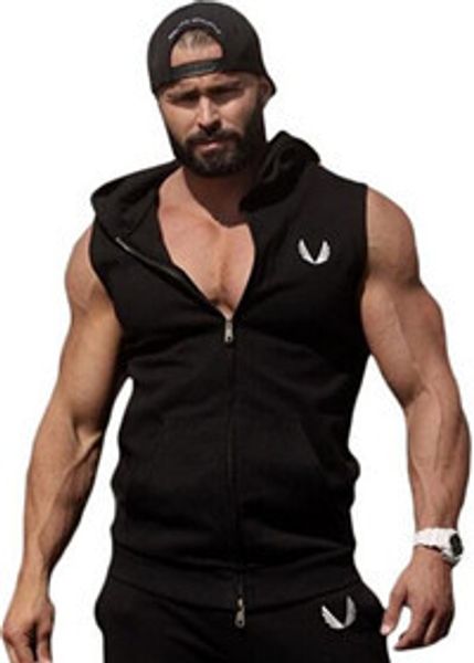 Mens Cotton Hoodie Sweatshirts Fitness Clothes Bodybuilding Tank Top Men Sleeveless Trend Tees Shirt Casual Golds Vest Size M-2XL