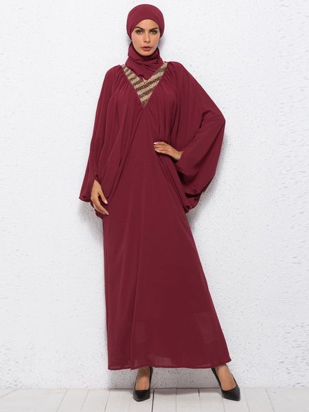 18a1010 middle east muslims arabia bat sleeve dress robe (without headscarf) musulman vestidos mujer faldas muslim women gowns, Red
18a1010 middle east muslims arabia bat sleeve dress robe (without headscarf) musulman vestidos mujer faldas muslim women gowns, Red