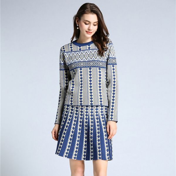 knitting pullovers sweaters skirt 2 piece set women 2018 fall winter designers striped knit mini skirt suit set casual, Gray 
knitting pullovers sweaters skirt 2 piece set women 2018 fall winter designers striped knit mini skirt suit set casual, Gray