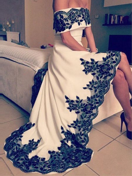 robe de soriee 2018 modern off the shoulder appliques high low evening dress elegant asymmetrical formal party dress prom gowns, Black;red
robe de soriee 2018 modern off the shoulder appliques high low evening dress elegant asymmetrical formal party dress prom gowns, Black;red