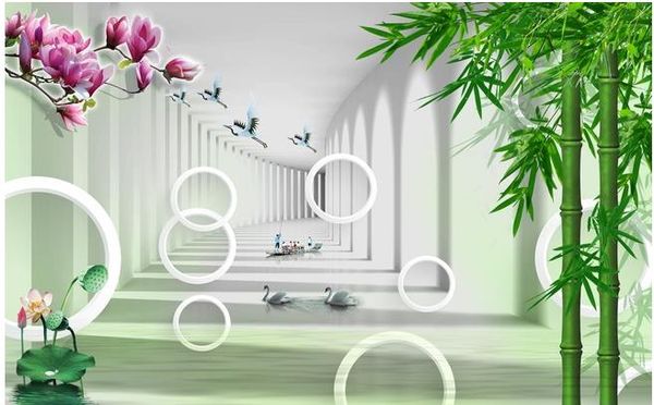 three-dimensional space magnolia bamboo tv background wall 3d customized wallpaper
three-dimensional space magnolia bamboo tv background wall 3d customized wallpaper