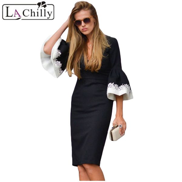 la chilly 2018 sukienki damskie spring dress black white patchwork bodycon ruffle half sleeve cuff midi woman dress lc220294, White;black
la chilly 2018 sukienki damskie spring dress black white patchwork bodycon ruffle half sleeve cuff midi woman dress lc220294, White;black
