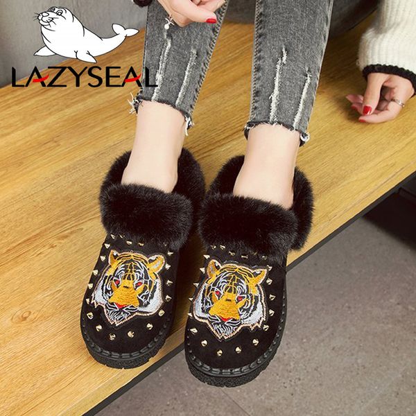 lazyseal rivets ankle boots for women tiger wolf snow boots rivet shoes women winter ladies ankle flat with shoes bota, Black
lazyseal rivets ankle boots for women tiger wolf snow boots rivet shoes women winter ladies ankle flat with shoes bota, Black