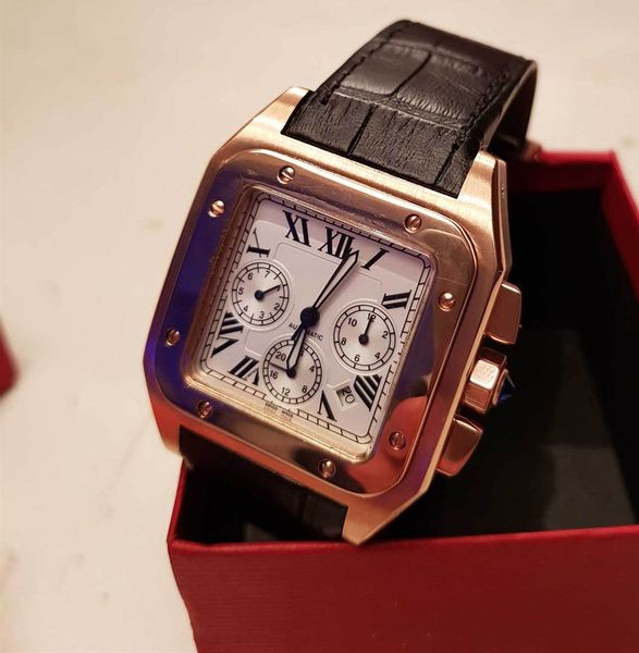 men golden case 100 lx luxury watch caliber automatic movement mechanical white dial black leather bands wrist watch fu86, Slivery;brown
men golden case 100 lx luxury watch caliber automatic movement mechanical white dial black leather bands wrist watch fu86, Slivery;brown