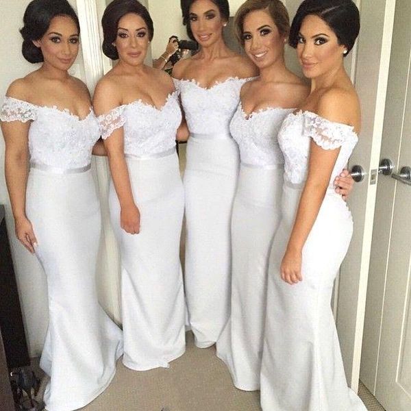 2018 off the shoulder satin mermaid long bridesmaid dresses lace applique floor length wedding guest maid of honor dresses with buttons, White;pink
2018 off the shoulder satin mermaid long bridesmaid dresses lace applique floor length wedding guest maid of honor dresses with buttons, White;pink