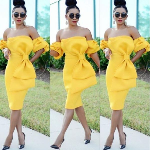 off shoulder prom dresses fashion big bow short sleeves short cocktail dresses lovely sheath satin knee length celebrity party dress, Black
off shoulder prom dresses fashion big bow short sleeves short cocktail dresses lovely sheath satin knee length celebrity party dress, Black