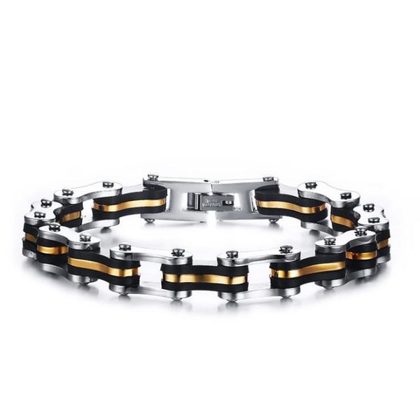 stainless steel silica gel plating gold bicycle chain bracelet for man personality locomotive chain bracelet boyfriend jewelry, Black
stainless steel silica gel plating gold bicycle chain bracelet for man personality locomotive chain bracelet boyfriend jewelry, Black