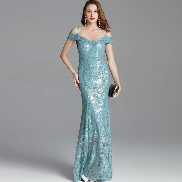 women's runway dresses spaghetti straps off the shoulder party prom embroidery sequined lace fashion designer long dresses, Black
women's runway dresses spaghetti straps off the shoulder party prom embroidery sequined lace fashion designer long dresses, Black