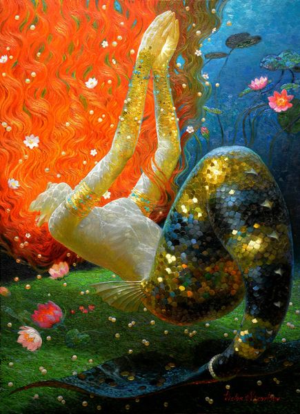victor nizovtsev oil painting dream fish mermaid series art reproduction giclee print on canvas modern wall art home art decoration vn053 
victor nizovtsev oil painting dream fish mermaid series art reproduction giclee print on canvas modern wall art home art decoration vn053