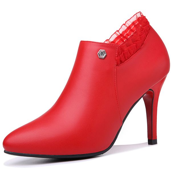 2018 botas femininas women winter boots 8cm high heels lace ankle boots lady shoes black red snow boots
2018 botas femininas women winter boots 8cm high heels lace ankle boots lady shoes black red snow boots