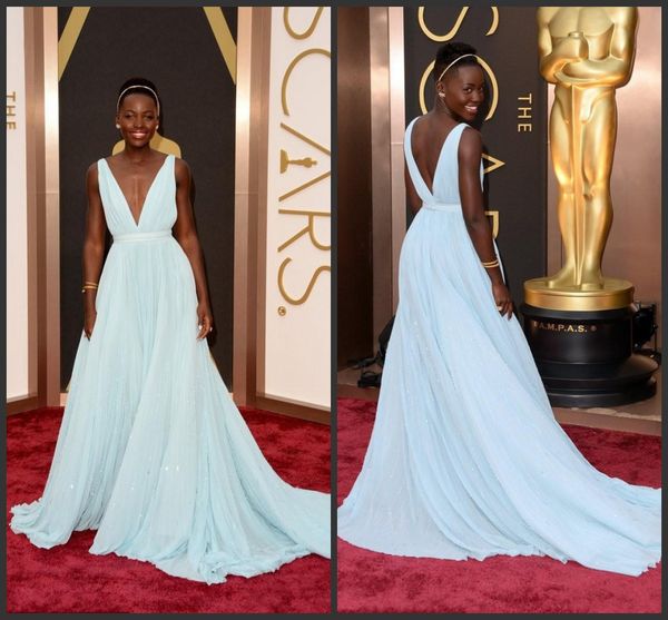 2019 new elegant celebrity dresses lupita nyongo light sky blue v neck chapel train sequined chiffon evening dresses prom dresses, Black;red
2019 new elegant celebrity dresses lupita nyongo light sky blue v neck chapel train sequined chiffon evening dresses prom dresses, Black;red