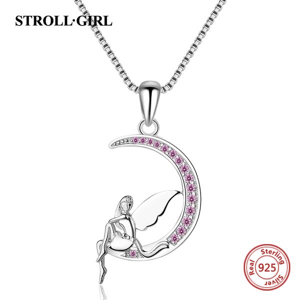 new arrival 925 sterling silver angel back against the moon pendant necklace with pink cz fashion jewelry making for women gifts
new arrival 925 sterling silver angel back against the moon pendant necklace with pink cz fashion jewelry making for women gifts