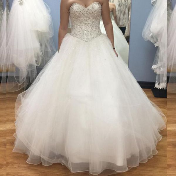 luxury sparkly crystals pearls beads corset back puffy organza tulle wedding dresses bridal gowns custom made, White
luxury sparkly crystals pearls beads corset back puffy organza tulle wedding dresses bridal gowns custom made, White