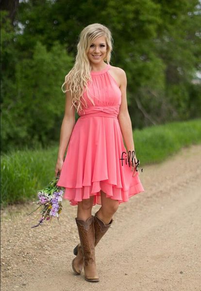 2018 country coral bridesmaid dresses jewel neck chiffon knee length wedding guest wear party dresses maid of honor gowns under 100, White;pink
2018 country coral bridesmaid dresses jewel neck chiffon knee length wedding guest wear party dresses maid of honor gowns under 100, White;pink