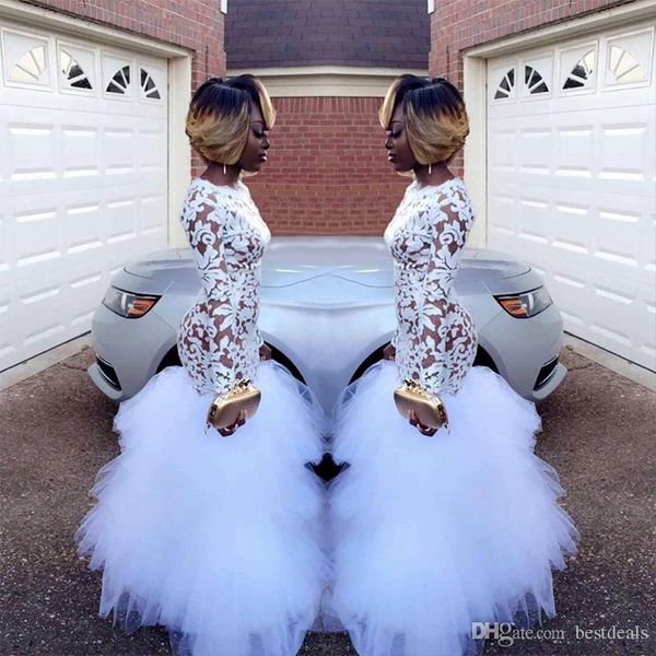 2018 african white mermaid full lace prom dresses for black girls long sleeves ruffles tulle floor length plus size evening prom gowns
2018 african white mermaid full lace prom dresses for black girls long sleeves ruffles tulle floor length plus size evening prom gowns