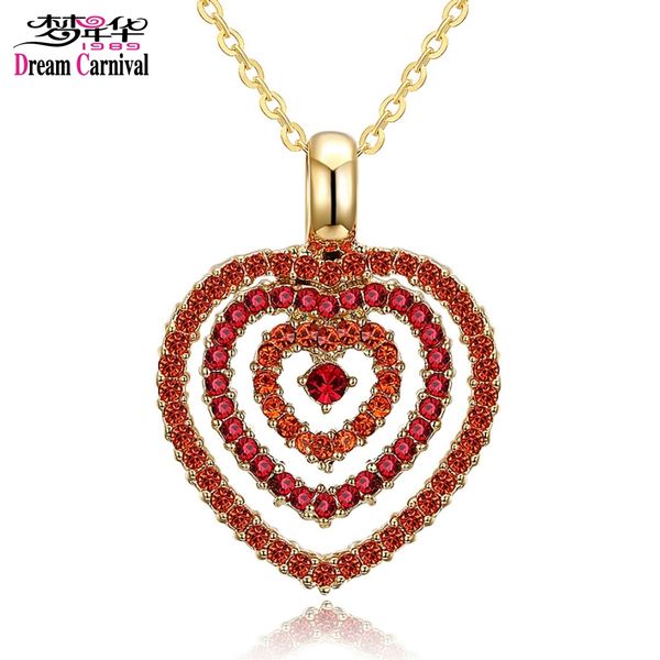 dreamcarnival 1989 red orange crystal two hearts pendant necklace for women rhodium gold color valentine gift super sale collana, Silver 
dreamcarnival 1989 red orange crystal two hearts pendant necklace for women rhodium gold color valentine gift super sale collana, Silver