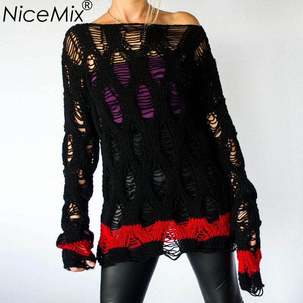 nicemix 2018 autumn long loose sweater women hollow out knitted pullovers female casual off shoulder jumper pull femme, White;black
nicemix 2018 autumn long loose sweater women hollow out knitted pullovers female casual off shoulder jumper pull femme, White;black