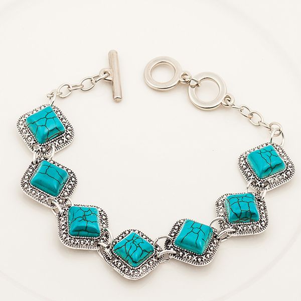 2018 new square shape turquoise stone chain bracelets fashion charm women jewelry gifts classic vintage strand bracelet bangle, Black
2018 new square shape turquoise stone chain bracelets fashion charm women jewelry gifts classic vintage strand bracelet bangle, Black