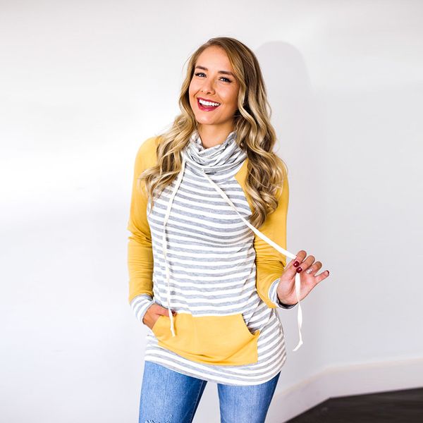 women long sleeves shirt 2018 dhl womens cowl neck stitching striped pullover hoodies drawstring long sleeve pocket casual sweatshirt, Black
women long sleeves shirt 2018 dhl womens cowl neck stitching striped pullover hoodies drawstring long sleeve pocket casual sweatshirt, Black