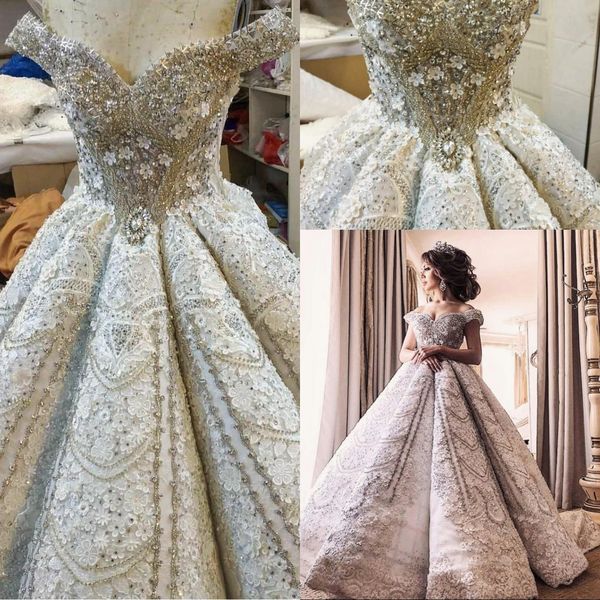 excellent luxury champagne wedding dresses ball gown satin off shoulders crystals pearls wedding bridal gowns custom made major beading, White
excellent luxury champagne wedding dresses ball gown satin off shoulders crystals pearls wedding bridal gowns custom made major beading, White