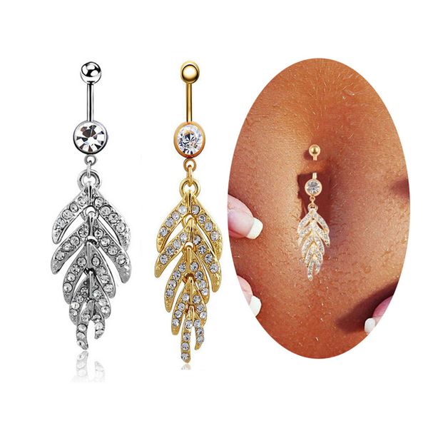 women leaf feather dangle belly button rings stainless steel navel piercings fashion body jewelry 2 colors g89lr, Silver
women leaf feather dangle belly button rings stainless steel navel piercings fashion body jewelry 2 colors g89lr, Silver