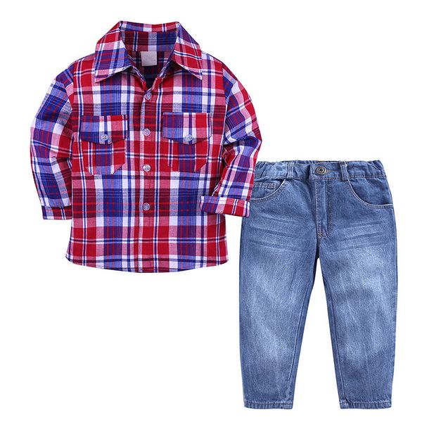 2018 boys clothes fashion kids outfit long sleeve plaid shirt jeans 2pcs suit for baby boys autumn children sets, White
2018 boys clothes fashion kids outfit long sleeve plaid shirt jeans 2pcs suit for baby boys autumn children sets, White