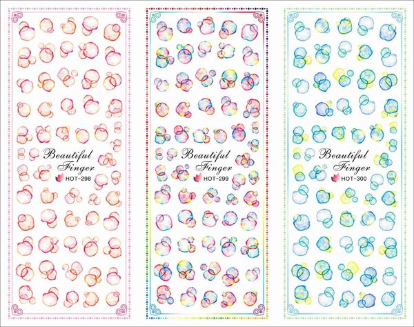 3 Sheet/lot Round Dot Series Bubble Flower Large Sheet Water Transfer Sticker For Diy Nail Art Decal Series