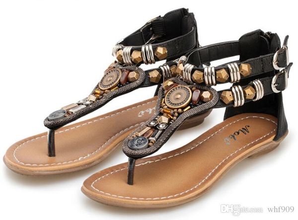 new style women's beach sandals rivets beading rhinestone low heel soft sole zip sandals summer antiskid shoes size 35~ 40, Black
new style women's beach sandals rivets beading rhinestone low heel soft sole zip sandals summer antiskid shoes size 35~ 40, Black