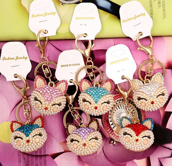 Hot Artificial fox Keychain for Handbag Car Key Ring Cute Fox Inlay Simulated Pearl Pendant Key Chains, Silver
Hot Artificial fox Keychain for Handbag Car Key Ring Cute Fox Inlay Simulated Pearl Pendant Key Chains, Silver