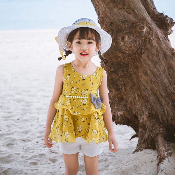 summer children clothing suits 2018 girls bow pearl vest shorts hat clothes sets floral toddler girl kids outfits, Red;yellow
summer children clothing suits 2018 girls bow pearl vest shorts hat clothes sets floral toddler girl kids outfits, Red;yellow
