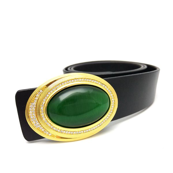 genuine leather belt men gold metal buckle rhinestones green cat's eye stone opal inlay decoration mens belts luxury, Black;brown
genuine leather belt men gold metal buckle rhinestones green cat's eye stone opal inlay decoration mens belts luxury, Black;brown